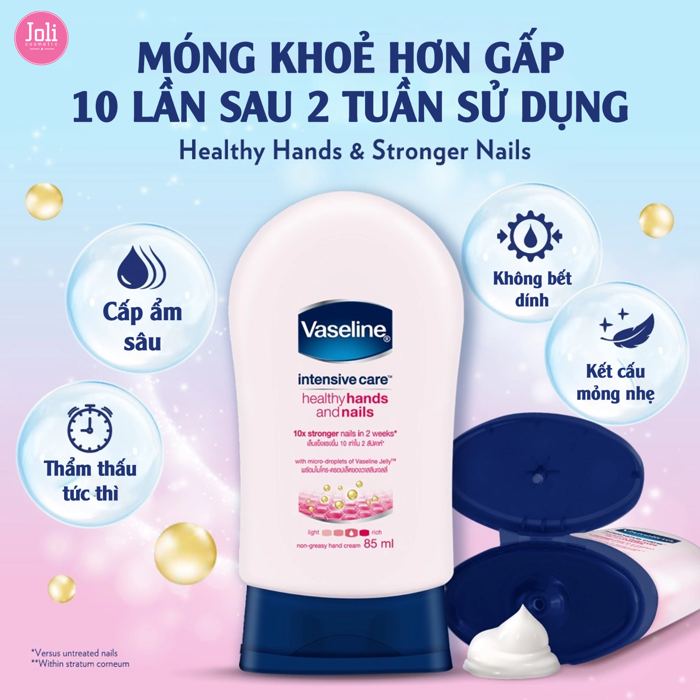 Kem Dưỡng Da Và Móng Tay Vaseline Intensive Care Healthy Hands and Nails  85mlKem Dưỡng Da Và Móng Tay Vaseline Intensive Care Healthy 85ml – JOLI  COSMETIC
