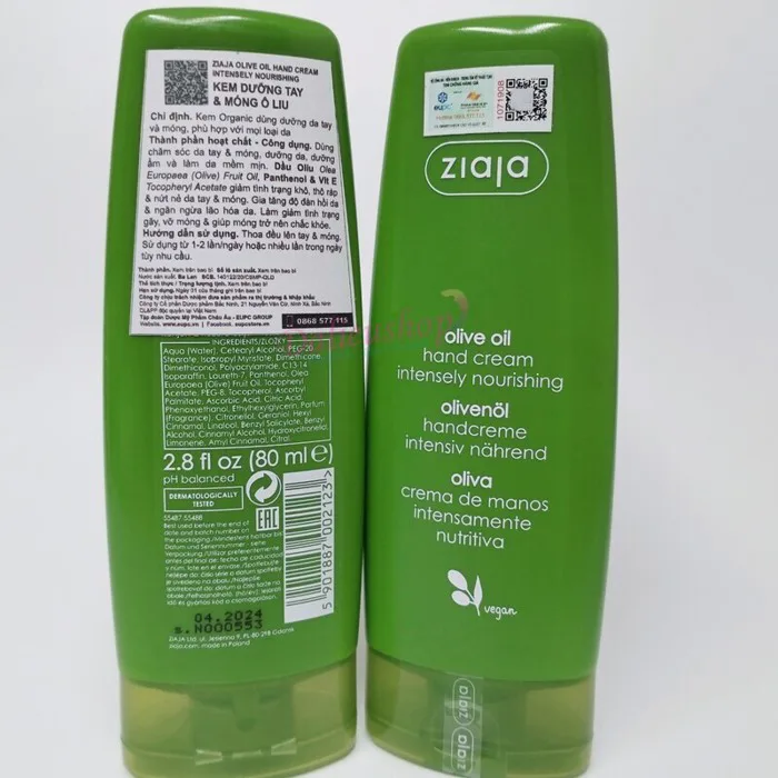 Ziaja Olive Oil Hand Cream Intensely Nourishing 80ml– Kem Dưỡng Tay Và Móng  Ô Liu [Chính Hãng] - Da Liễu Shop
