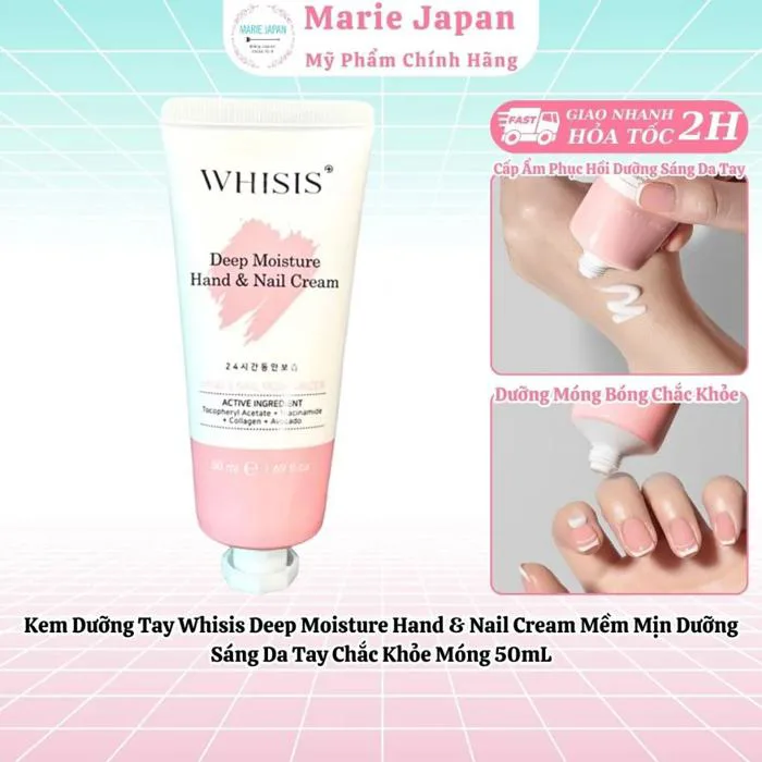 Kem Dưỡng Tay Whisis Deep Moisture Hand & Nail Cream Mềm Mịn Dưỡng Sáng Da  Tay Chắc Khỏe Móng 50mL