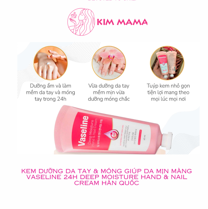 Kem dưỡng da tay và móng Vaseline Deep Moisture Hand & Nail Cream 60ml –  KIM MAMA