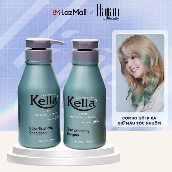 COMBO Dầu gội & dầu xả giữ màu tóc nhuộm Kella 500ml, giúp giữ màu tóc tẩy  nhuộm bền màu, lâu phai - Hajian Beauty | Lazada Việt Nam