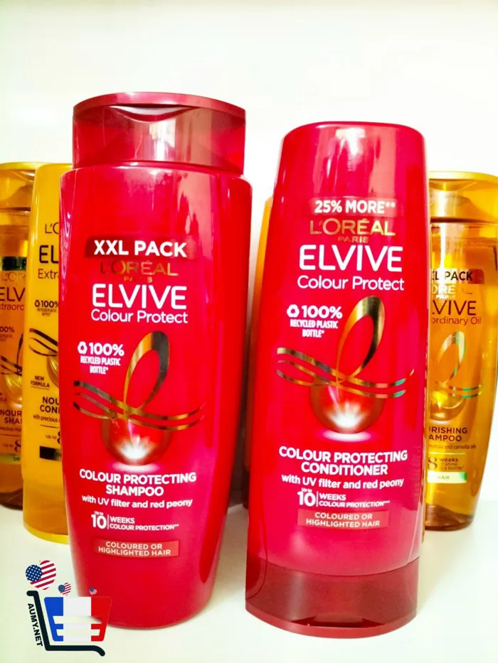 Gội xả Loreal Paris ElVIVE Colour Protect with UV Filter And Red Peony