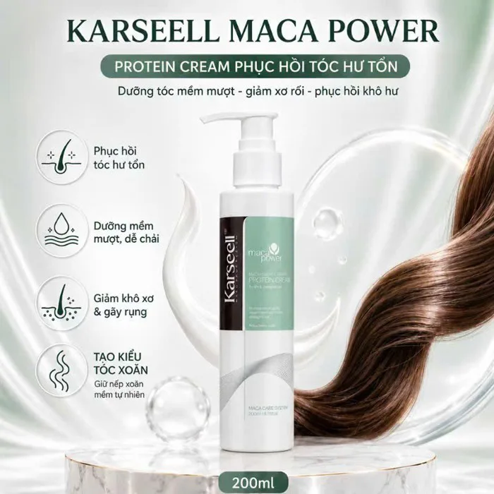 Xả khô tóc xoăn Karseell leave in conditioner giữ nếp tóc mềm mượt, kem dưỡng phục hồi tóc chính hãng