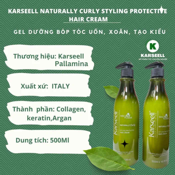 Gel giữ nếp tóc xoăn Karseell Curly Cream tạo kiểu dưỡng tóc uốn xoăn, gel vuốt