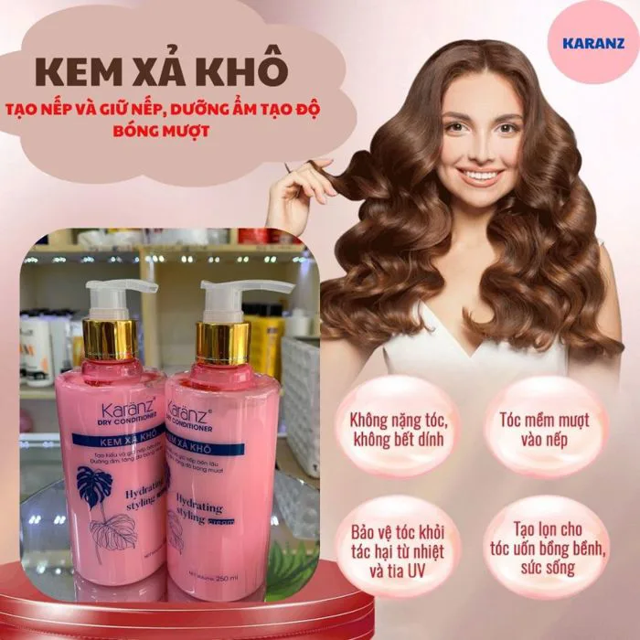 KEM XẢ KHÔ KARANZ - TẠO NẾP, GIỮ NẾP VÀ DƯỠNG ẨM TẠO ĐỘ BÓNG MƯỢT CHO TÓC UỐN, DUỖI- 1X250ML