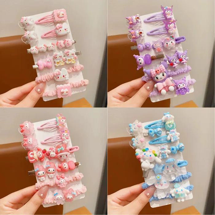 Kẹp tóc chủ đề Kitty Team- Kurromi, My Melody, Cinnamoroll, Kitty- Siêu  đáng yêu cho bé