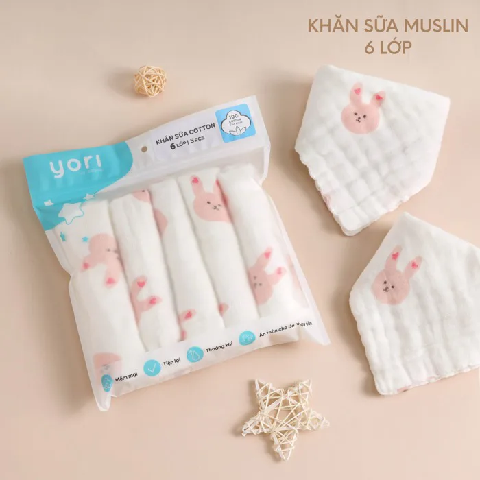 Khăn sữa Muslin sợi tre cho bé Yori (30x30cm)