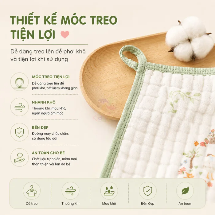 Set 5 khăn sữa cho bé sợi bông tre 6 lớp, khăn xô cao cấp siêu thấm hút,  mềm mại, kháng khuẩn cho trẻ sơ sinh