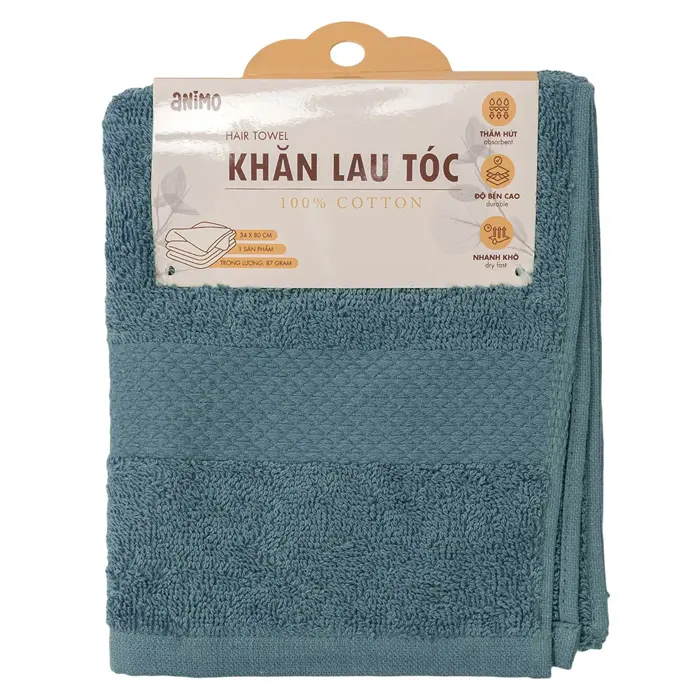 Khăn lau tóc Cotton Animo T2408_PP004 (34x80cm) - Giao màu ngẫu nhiên