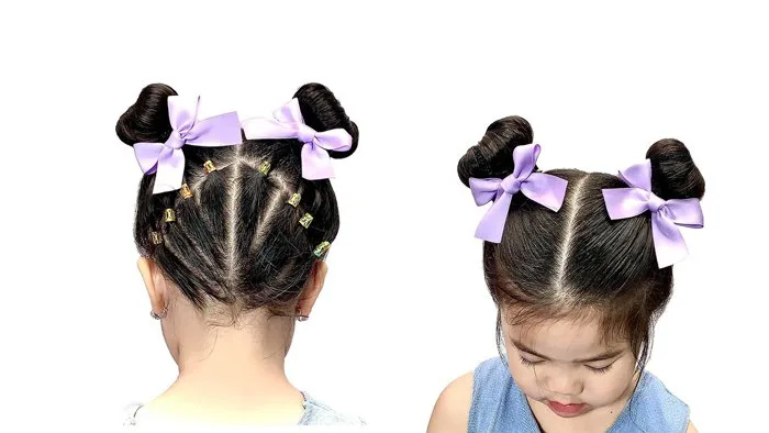 Cách búi, tết tóc củ tỏi cho bé gọn gàng, xinh xắn để đi chơi hoặc đến  trường.