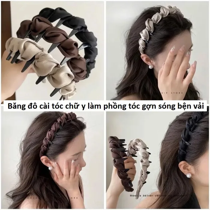 Băng đô cài tóc chữ y làm phồng tóc gợn sóng bện vải - LINH KIỆN LÂM MUSIC