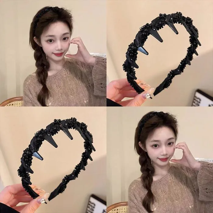 Băng đô cài tóc có răng chống trượt 2025 - Phụ kiện tóc nữ đính kim cương  lấp lánh - Băng đô tạo kiểu tóc mái và nâng đỉnh đầu - Phụ kiện thời trang  ...