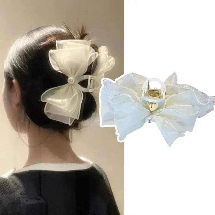 Kẹp tóc càng cua Hàn Quốc nữ đẹp hottrend nơ tiểu thư cỡ size lớn LÀGU Khăn  Phụ Kiện - Cặp búi tóc dễ thương