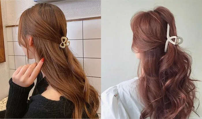 17 cách kẹp tóc cực xinh với kẹp càng cua Hàn Quốc đẹp, đơn giản