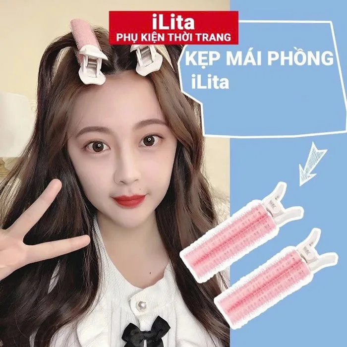 Kẹp phồng chân tóc mái iLita - Lô uốn tự dính mái bay nữ đẹp phong cách Hàn  Quốc cuốn tóc đủ size to nhỏ (Combo 2)