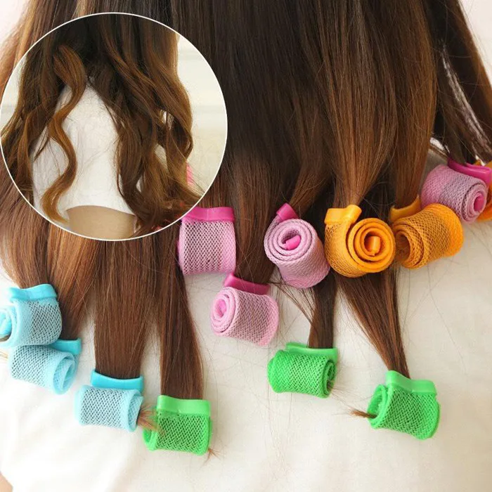 Lô Cuốn Tóc Ốc Sên 18 Ống Không Dùng Nhiệt, Uốn Tóc Xoăn Gợn Sóng Tại Nhà Kèm Thanh Quấn Tóc