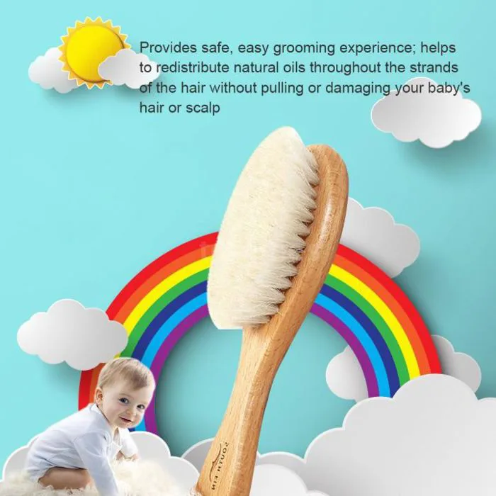 [Hàng mới về] Lược chải tóc tay cầm gỗ sợi len mềm mại an toàn tiện dụng  cho trẻ sơ sinh | Lazada Việt Nam