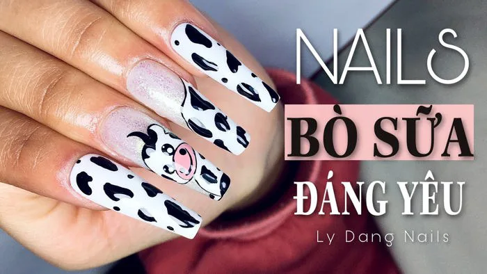 Làm nails vẽ bò sữa cực đáng yêu | Ly Đặng Nails