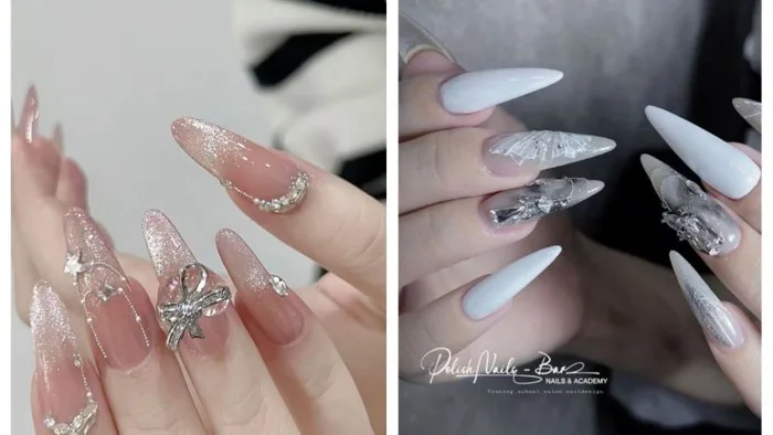 80+ mẫu nail cô dâu đẹp có màu trắng nhẹ nhàng đơn giản