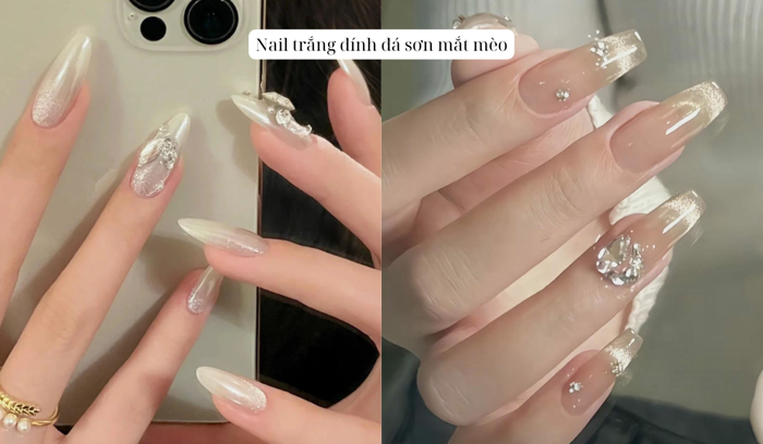 15+ Mẫu Nail Trắng Đính Đá Đẹp Nhất Cho Nàng Năm 2025