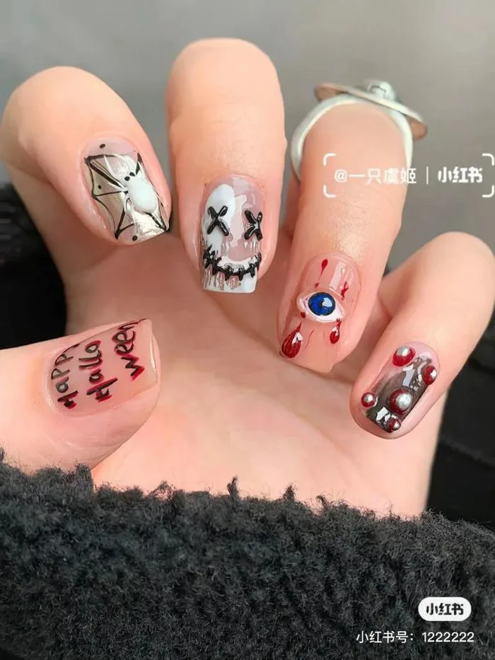 99+ Ý tưởng mẫu nail halloween đẹp, Nail Halloween kinh dị không thể bỏ qua  | Lange fingernägel, Helloween
