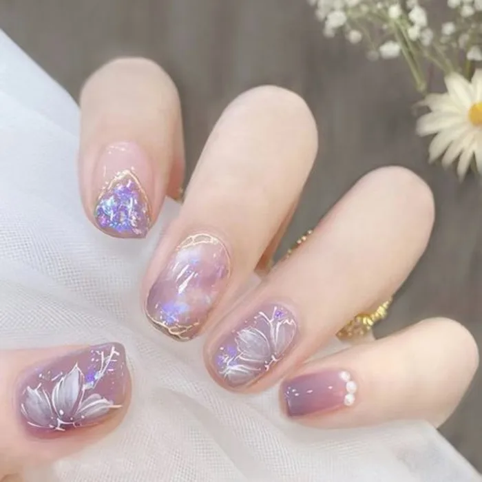 Top 50+ mẫu nail ẩn hoa khô xa cừ dành cho bạn gái cute