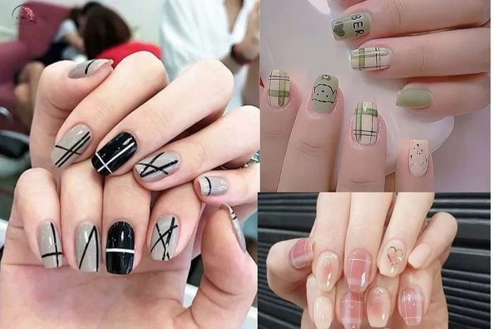 Mẫu vẽ móng họa tiết kẻ sọc