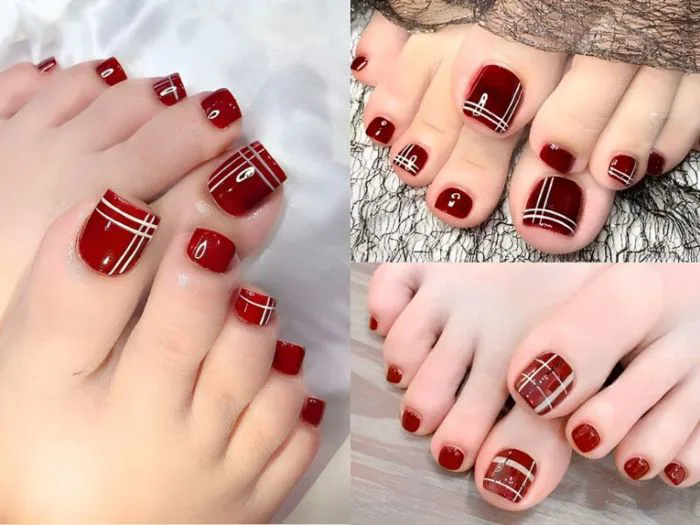 40+ mẫu móng chân kẻ sọc đa dạng, cực sành điệu