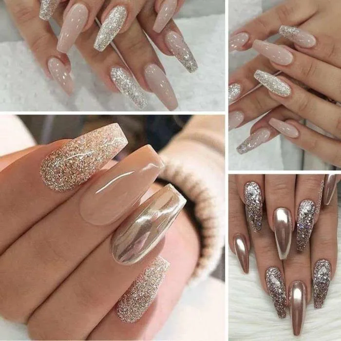 Biến hóa 4 kiểu nail kim tuyến đẹp sang chảnh lấp lánh lung linh