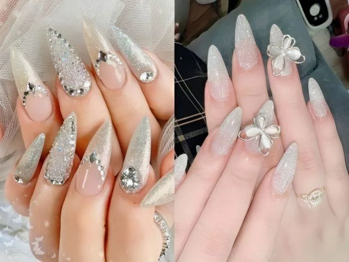 Top 20+ mẫu nail kim tuyến lấp lánh, sang chảnh thời thượng