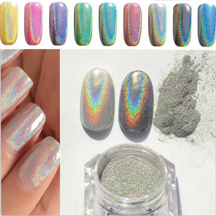 Bột kim tuyến đắp móng ánh cầu vòng 7 màu, hiệu ứng tráng gương sáng bóng,  phụ kiện nail hot | Shopee Việt Nam
