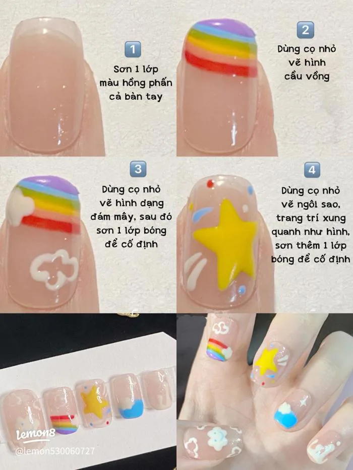 100+ Mẫu Nail Cầu Vồng Đẹp Lung Linh, 7 Sắc Ngọt Ngào Cho Tay Chân