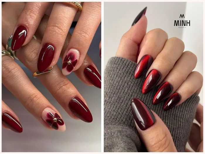 Tỏa sáng chuẩn gu với top các mẫu nail màu đỏ đẹp xịn xò 2026 | Minhshop.vn