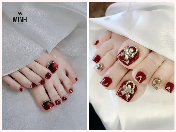 Top 50+ mẫu nail chân màu đỏ tôn da, sang chảnh nhất Tết này | Minhshop.vn