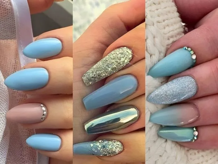 20+ mẫu nail màu xanh dương nhạt xinh xắn, siêu cuốn hút