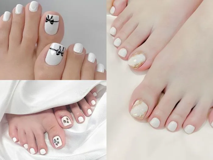 19+ mẫu nail chân màu trắng tinh tế, sang mịn