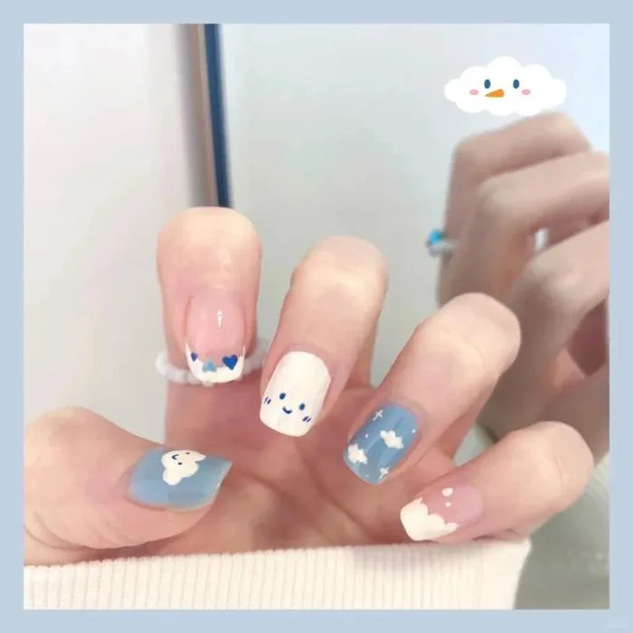 99+ Mẫu nail màu xanh dương nhạt nhẹ nhàng, xinh xắn HOT TREND