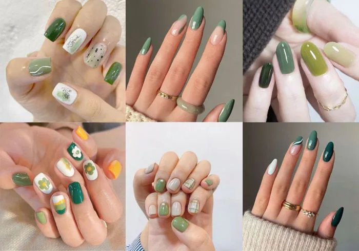 Các mẫu nail màu xanh rêu ấn tượng xu hướng 2024 | TIKI