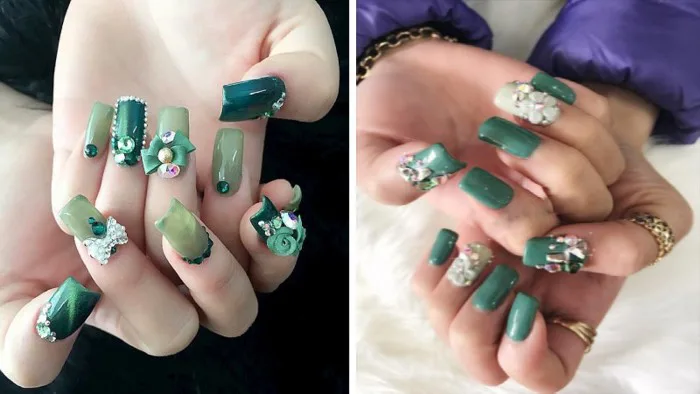 Tham khảo 100 kiểu nail màu xanh rêu sành điệu, cuốn hút