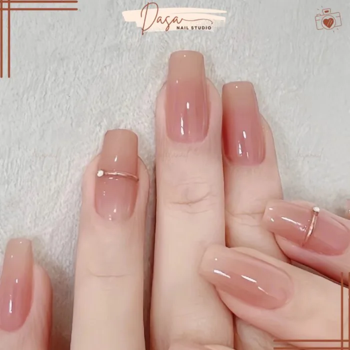 Móng tay THANG ngắn form hàn quốc màu thạch nail box thiết kế đơn giản viền  nổi sang trọng MT031 tặng kèm keo dán móng