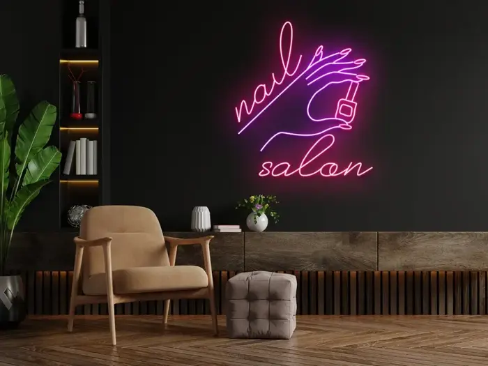 Mẫu LED neon tiệm nail siêu dễ thương thu hút khách