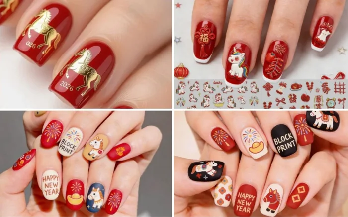 101+ Mẫu nail Tết 2026 thời trang, hợp phong thủy