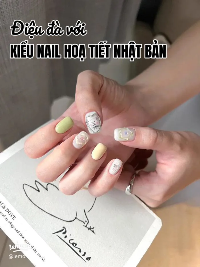 Nail họa tiết Nhật Bản xinh cho móng tay ngắn: gợi ý màu đẹp sáng da