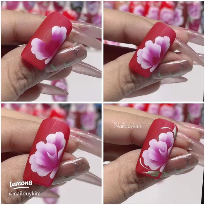 Cách vẽ hoa hồng nail đẹp 2024: Mẫu vẽ hoa trên móng tay đơn giản mà sang