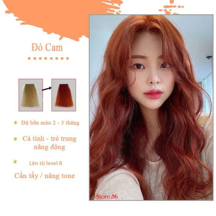 Thuốc nhuộm tóc màu ĐỎ CAM - ORANGE RED màu nhuộm lên chuẩn tone kem nhuộm an toàn không sót mùi thơm | Lazada Việt Nam Thuốc nhuộm tóc màu ĐỎ CAM - ORANGE RED màu nhuộm lên chuẩn tone kem nhuộm an toàn không sót mùi thơm | Lazada Việt Nam