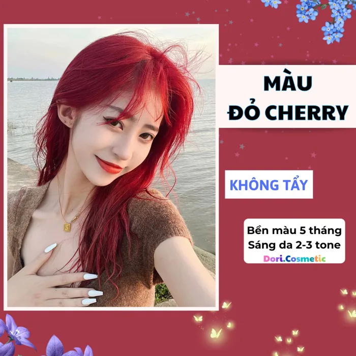 Thuốc Nhuộm Tóc Màu ĐỎ CHERRY . Combo thuốc nhuộm tóc tại nhà tặng kèm Oxy