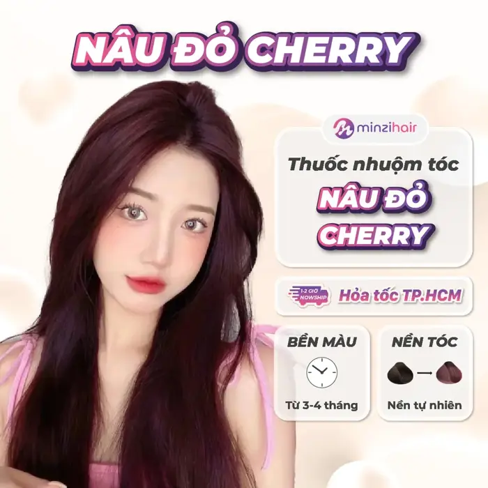Thuốc nhuộm tóc NÂU ĐỎ CHERRY - Không tẩy, bền màu