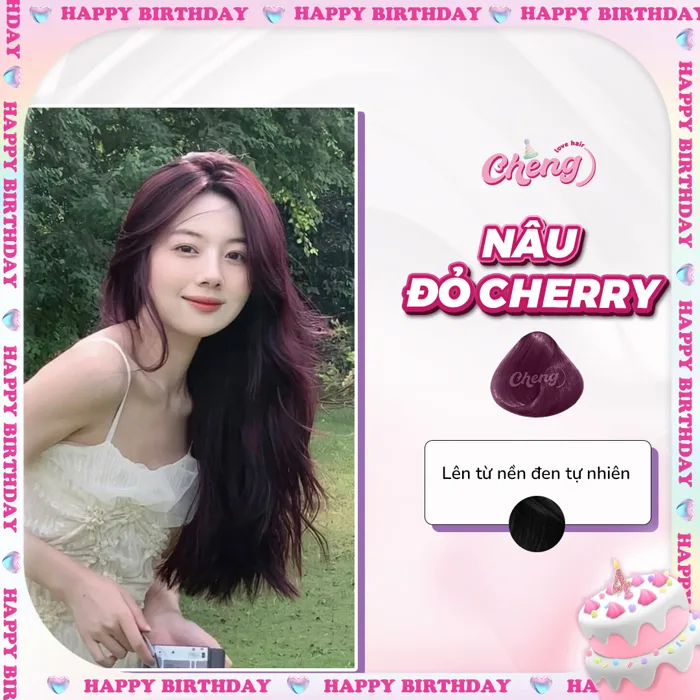 Thuốc Nhuộm Tóc Màu NÂU ĐỎ CHERRY Không Tẩy - Cheng Love Hair