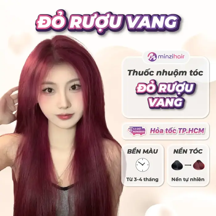 Thuốc nhuộm tóc ĐỎ RƯỢU VANG - Không cần tẩy, sáng da