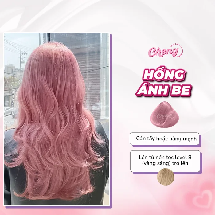 Thuốc Nhuộm Tóc Màu HỒNG NHẠT - Hồng Ánh Be | Chenglovehair, Chenglovehairs - Cheng Love Hair